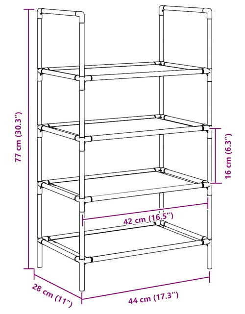 Загрузите изображение в средство просмотра галереи, Suport pantofi 4 niveluri negru 44x28x77 cm țesătură nețesă
