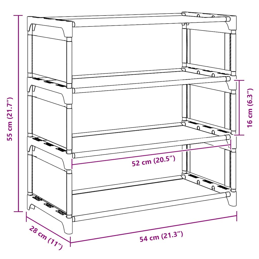 Suport pantofi 4 niveluri gri 54x28x55 cm țesătură nețesă