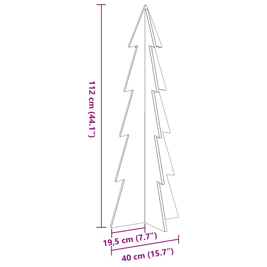 Brad de Crăciun decorativ, alb, 112 cm, lemn de pin masiv