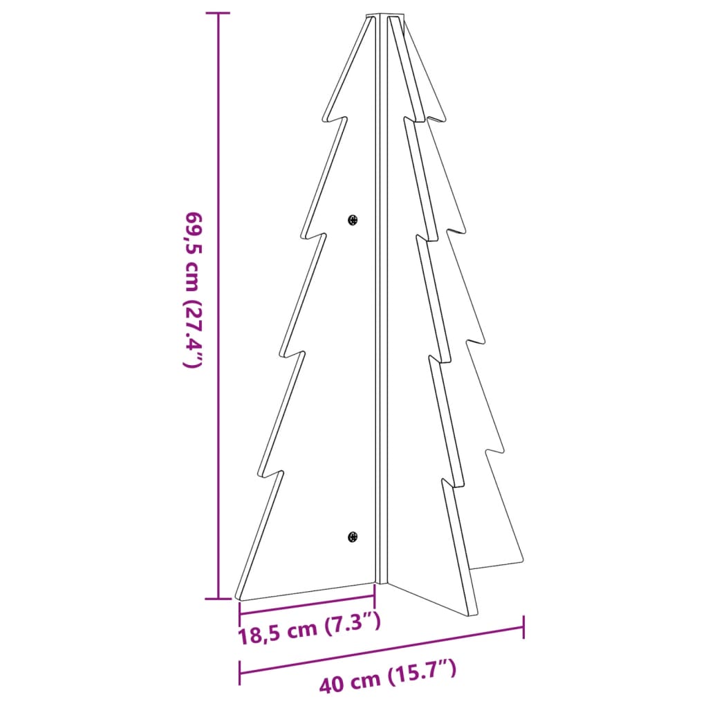 Brad de Crăciun decorativ, 69,5 cm, lemn de pin masiv