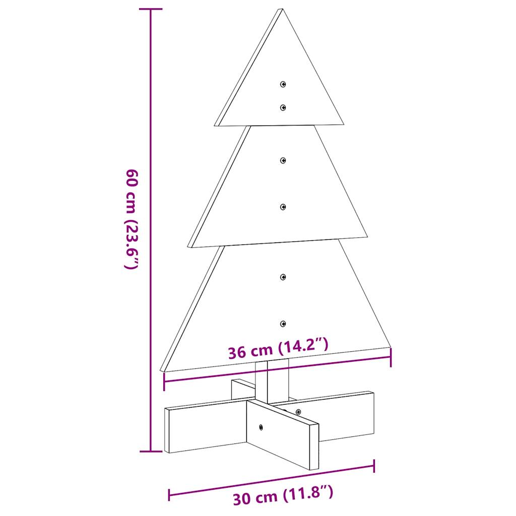 Brad de Crăciun decorativ, alb, 60 cm, lemn de pin masiv