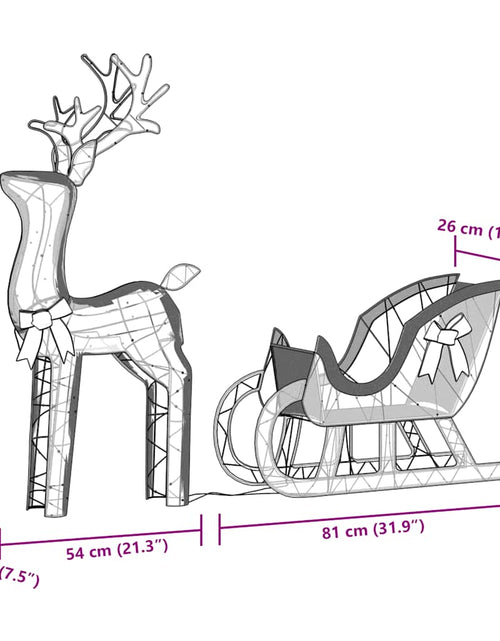 Încărcați imaginea în vizualizatorul Galerie, Decoratune de Crăciun Ren și Sanie 100 LED-uri Alb Rece
