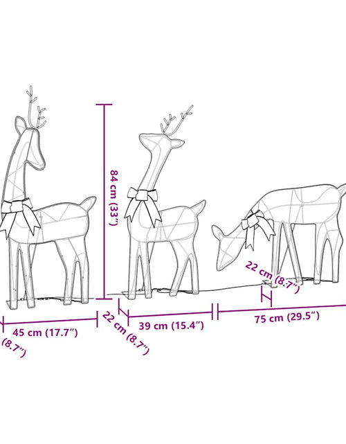 Încărcați imaginea în vizualizatorul Galerie, Decoratune de Crăciun Ren 3 buc 90 LED-uri Alb Cald
