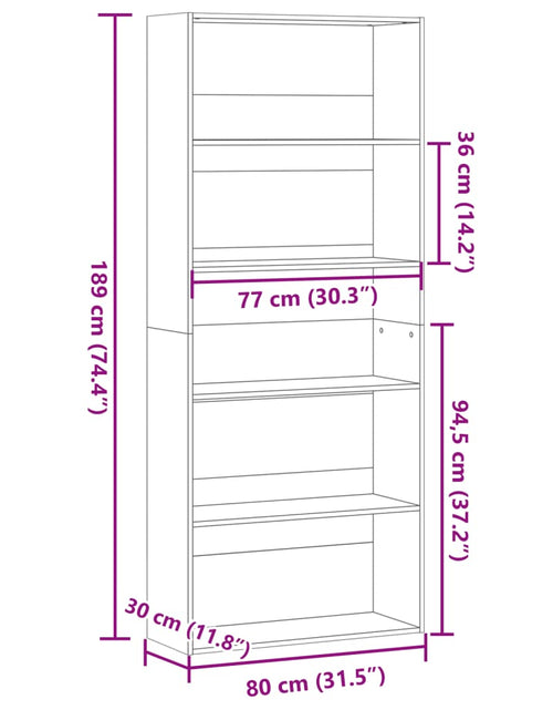 Încărcați imaginea în vizualizatorul Galerie, Bibliotecă, alb, 80x30x189 cm, lemn prelucrat
