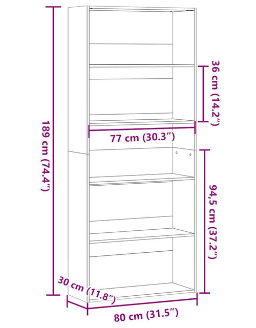 Încărcați imaginea în vizualizatorul Galerie, Bibliotecă, stejar sonoma, 80x30x189 cm, lemn prelucrat
