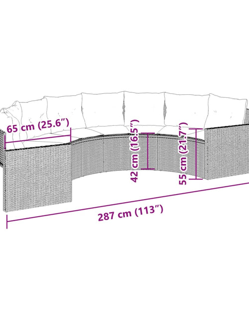 Загрузите изображение в средство просмотра галереи, Canapea de grădină cu perne, semi-rotundă, bej, poliratan
