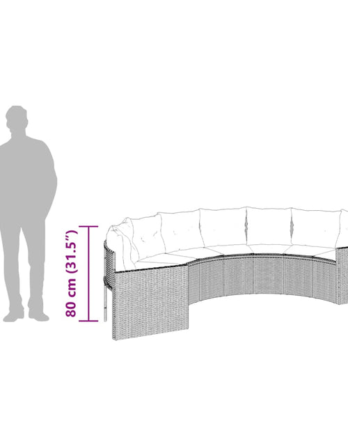Загрузите изображение в средство просмотра галереи, Canapea de grădină cu perne, semi-rotundă, bej, poliratan
