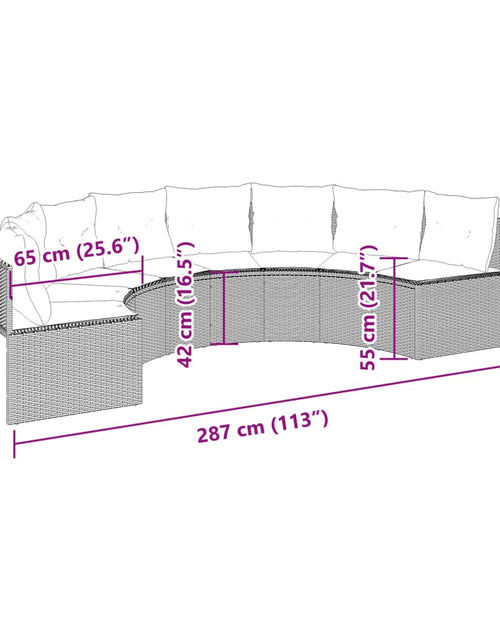 Загрузите изображение в средство просмотра галереи, Canapea de grădină cu perne, semi-rotundă, bej, poliratan
