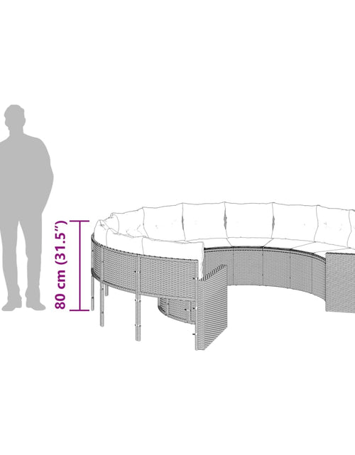 Загрузите изображение в средство просмотра галереи, Canapea de grădină cu perne, rotundă, bej, poliratan
