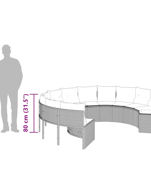 Загрузите изображение в средство просмотра галереи, Canapea de grădină cu perne, rotundă, bej, poliratan
