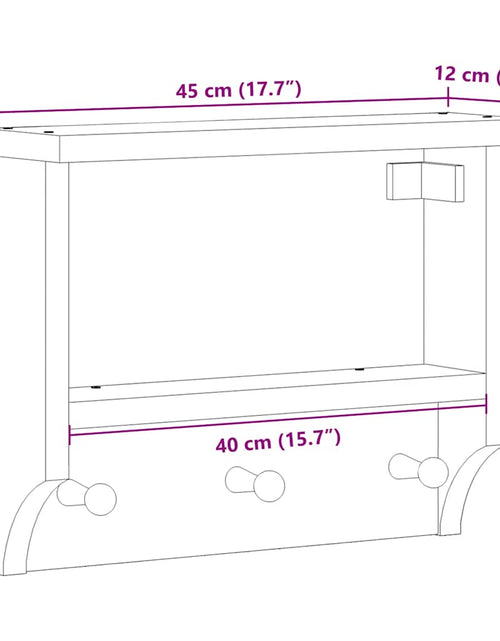 Încărcați imaginea în vizualizatorul Galerie, Suport pentru haine &quot;SANDNES&quot; 45x12x35 cm, lemn masiv de pin
