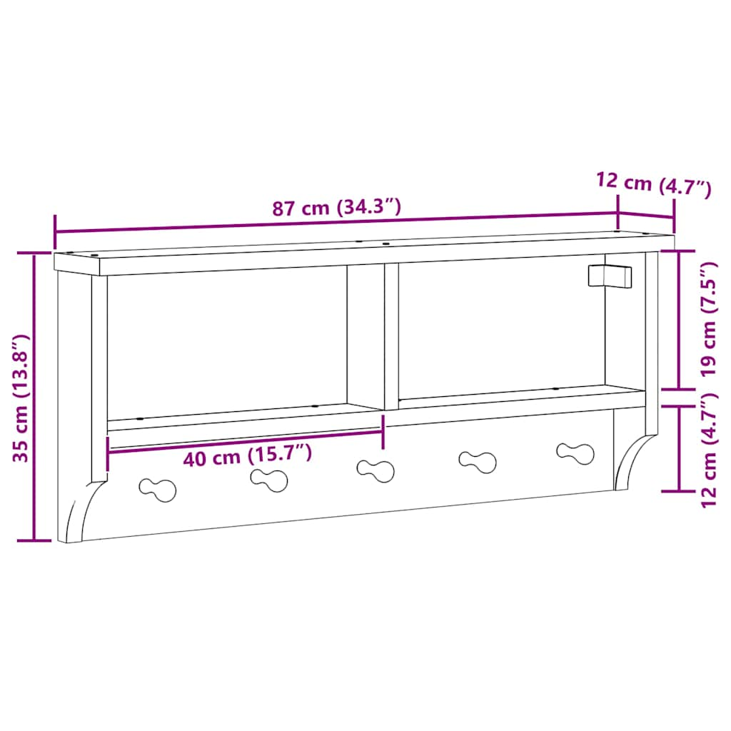 Suport pentru haine "SANDNES" alb 87x12x35 cm lemn masiv de pin