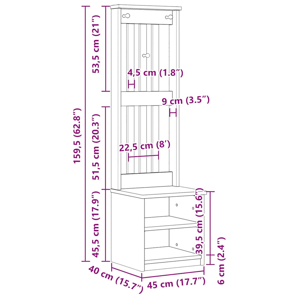 Arborele „SANDENS” 45x40x159,5 cm din lemn masiv de pin