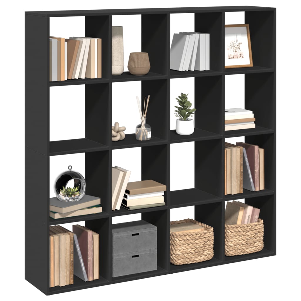 Bibliotecă, negru, 137,5x29x137,5 cm, lemn prelucrat