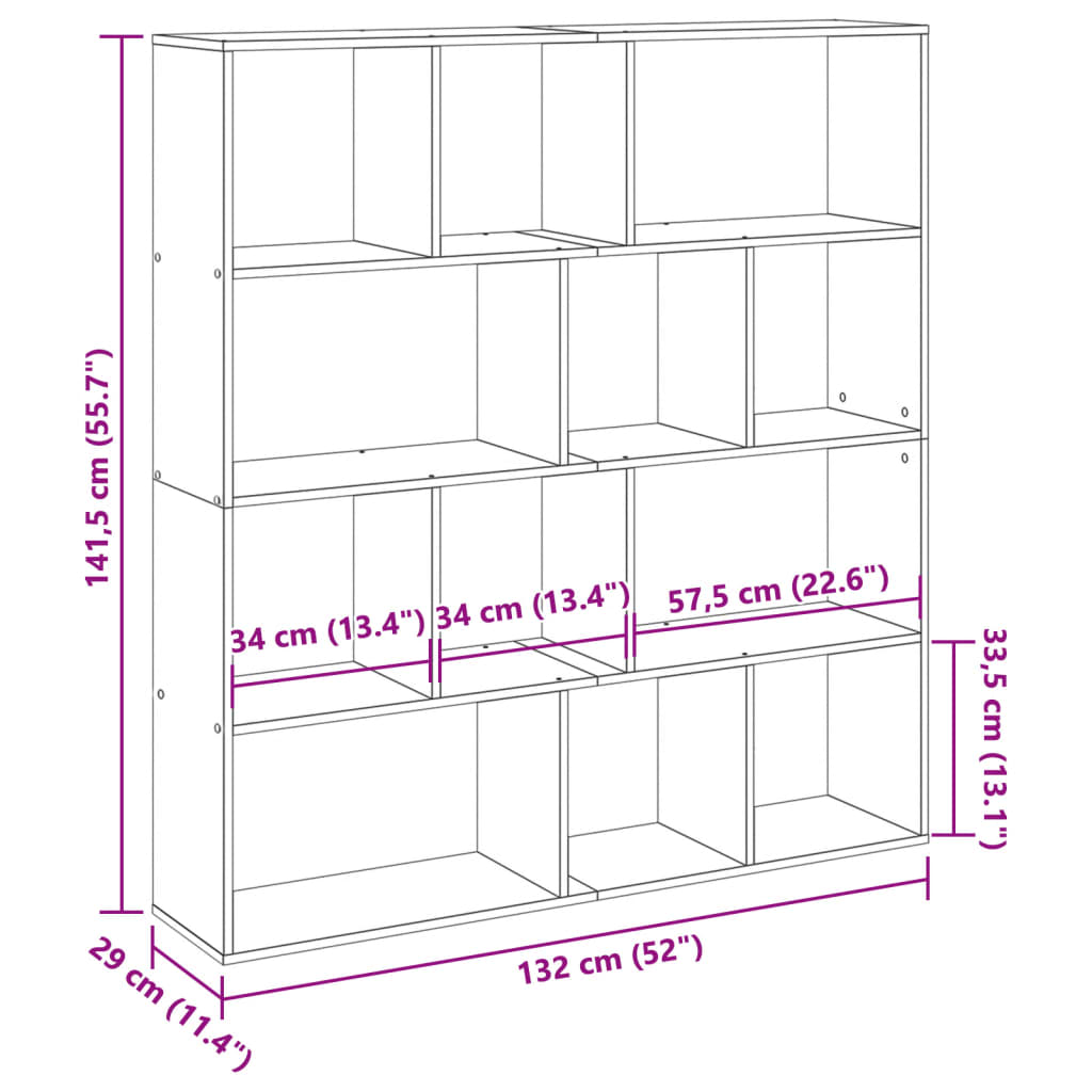 Bibliotecă, alb, 132x29x141,5 cm, lemn prelucrat