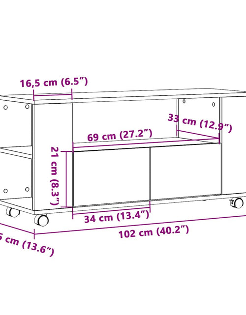 Încărcați imaginea în vizualizatorul Galerie, Dulap TV cu roți, lemn vechi, 102x34,5x43 cm, lemn prelucrat
