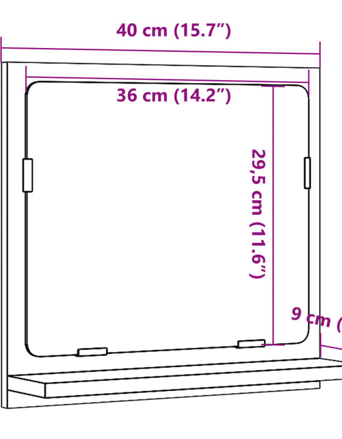 Загрузите изображение в средство просмотра галереи, Dulap baie cu oglindă stejar artizanal 40x11x37 cm, lemn
