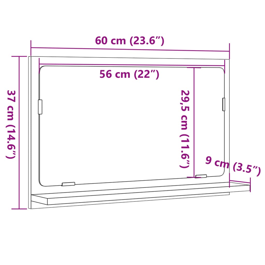 Dulap baie cu oglindă stejar artizanal 60x11x37 cm, lemn