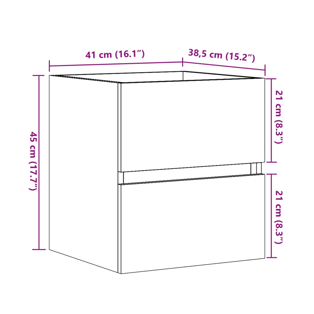 Dulap pentru chiuvetă, gri beton, 41x38,5x45 cm, PAL