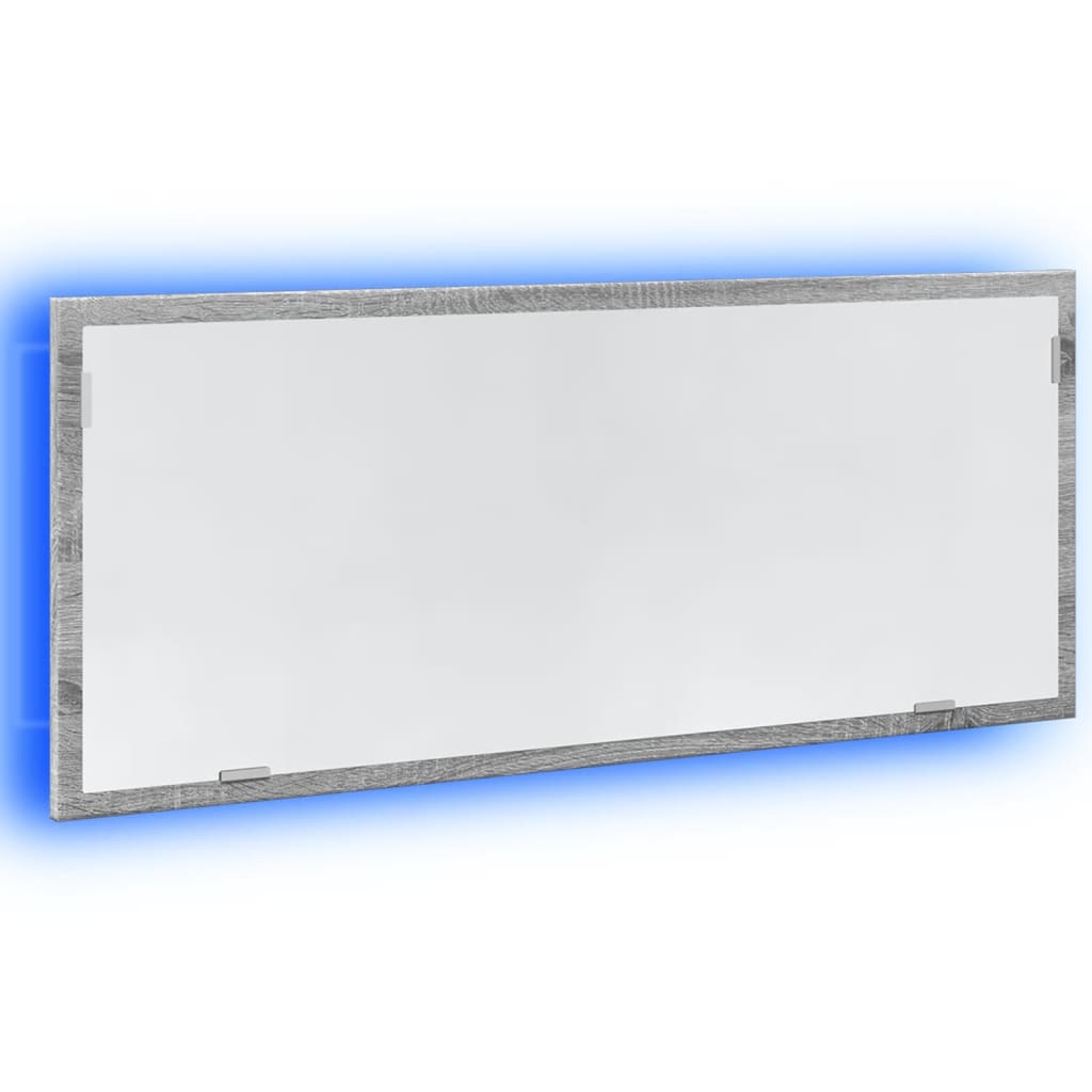 Oglindă de baie LED sonoma gri, 100x8,5x37 cm lemn prelucrat