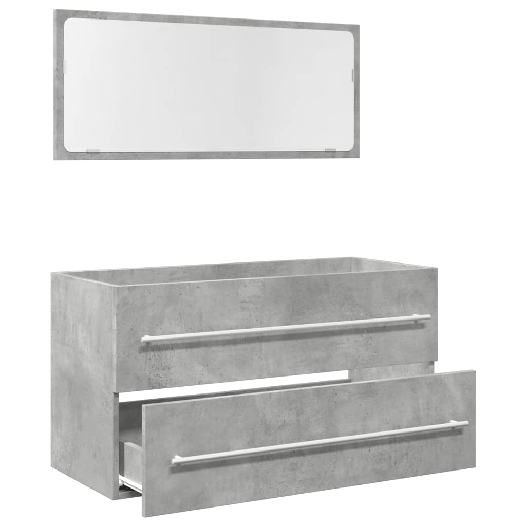 Set mobilier de baie, 2 piese, gri beton, lemn compozit