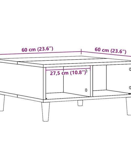 Загрузите изображение в средство просмотра галереи, Masă de cafea, stejar artizanal, 60x60x30 cm, lemn prelucrat
