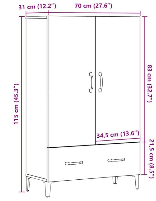 Încărcați imaginea în vizualizatorul Galerie, Dulap înalt, lemn vechi, 70x31x115 cm, lemn compozit
