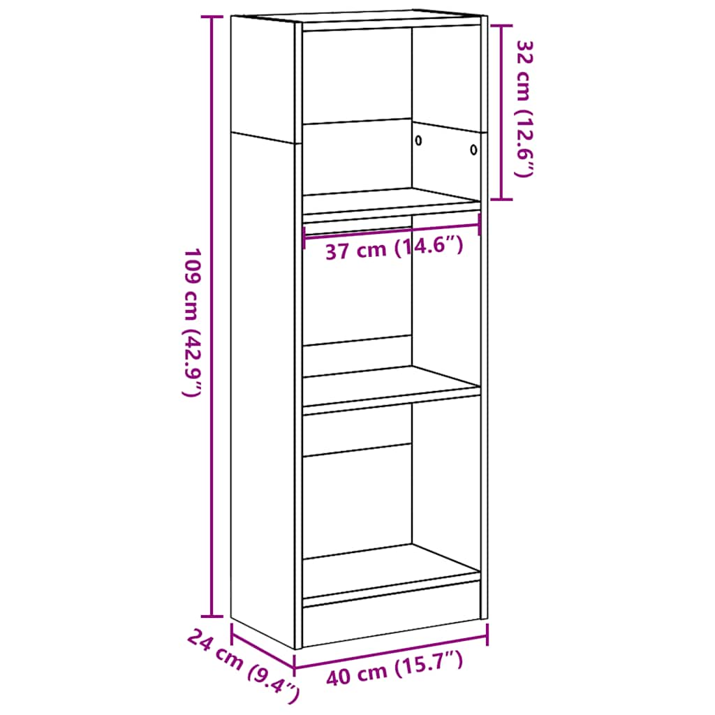 Bibliotecă, alb extralucios, 40x24x109 cm, lemn prelucrat