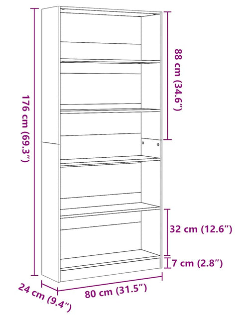 Загрузите изображение в средство просмотра галереи, Bibliotecă, alb extralucios, 80x24x176 cm, lemn prelucrat
