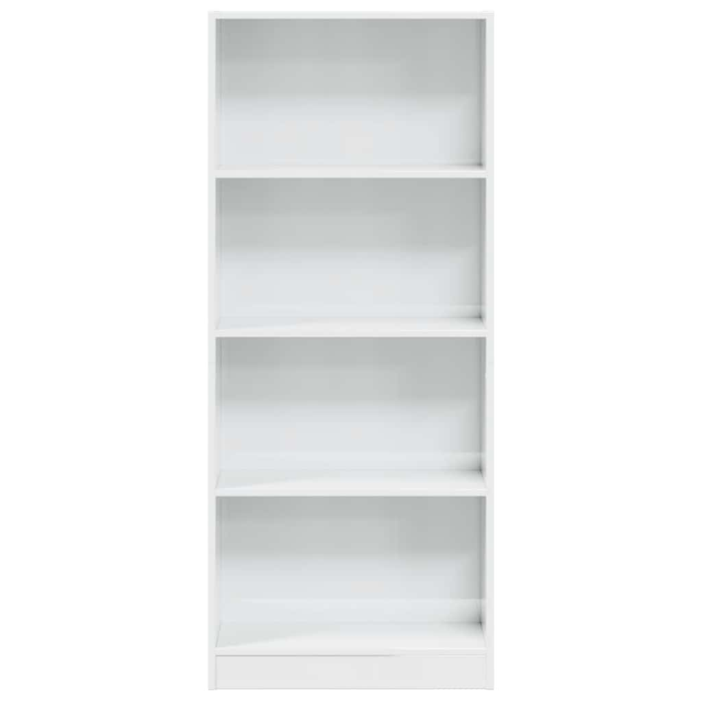 Bibliotecă, alb extralucios, 60x24x143 cm, lemn prelucrat