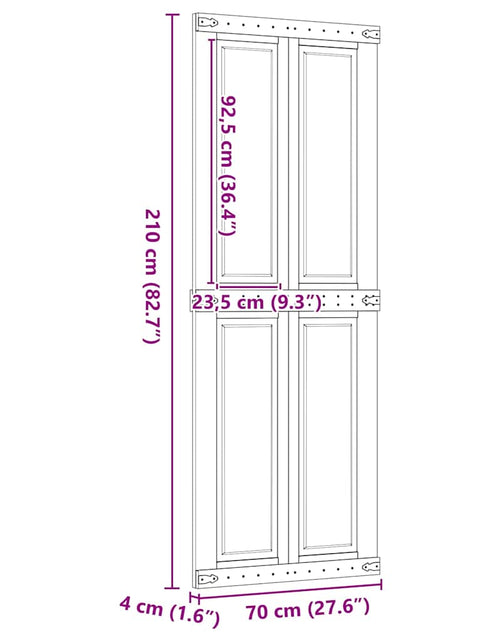 Încărcați imaginea în vizualizatorul Galerie, Ușă de hambar CORONA 70x210 cm din lemn masiv de pin
