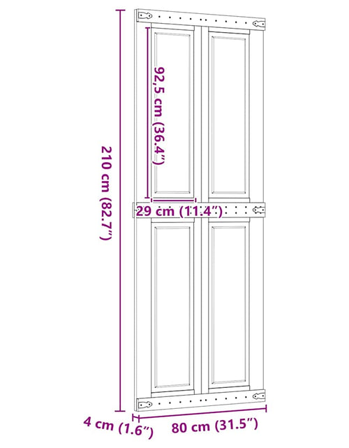 Încărcați imaginea în vizualizatorul Galerie, Ușă de hambar CORONA 80x210 cm din lemn masiv de pin
