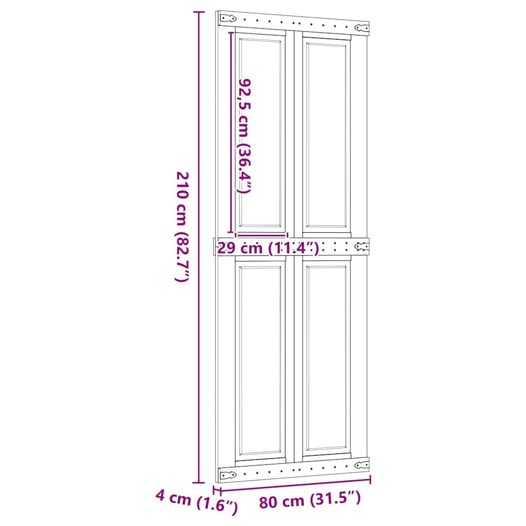 Ușă de hambar CORONA 80x210 cm din lemn masiv de pin