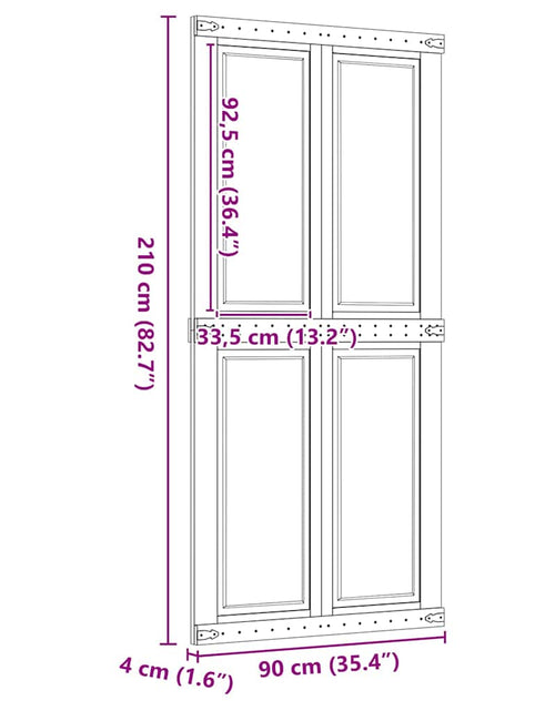 Încărcați imaginea în vizualizatorul Galerie, Ușă de hambar CORONA 90x210 cm din lemn masiv de pin
