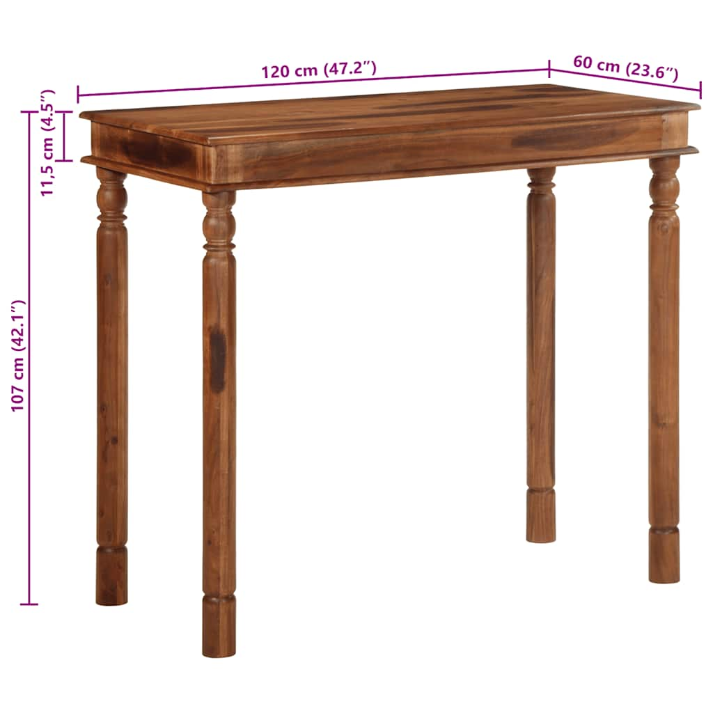 Masa de bar 120x60x107 cm din lemn masiv de salcam