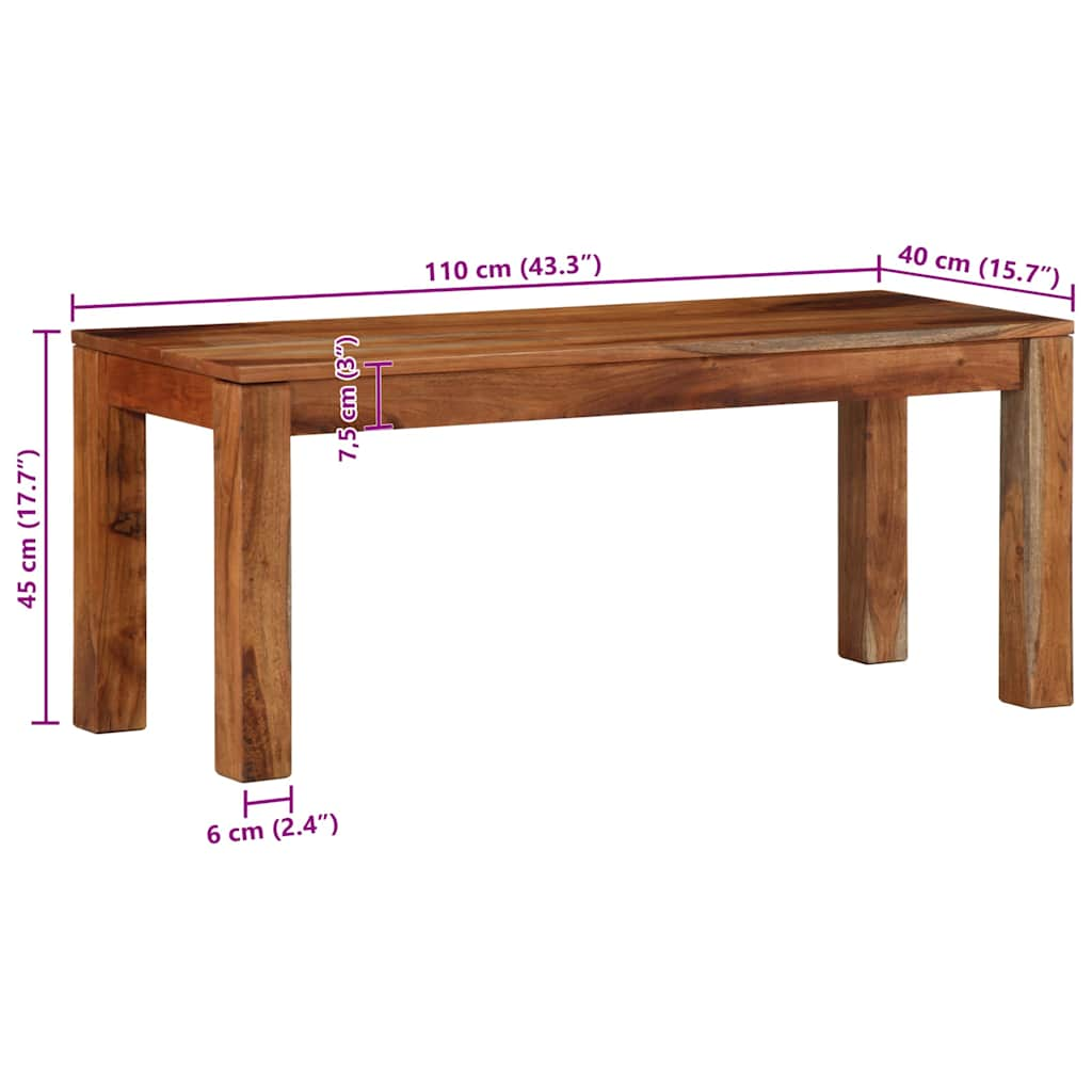 Bancă 110 cm din lemn masiv de salcâm