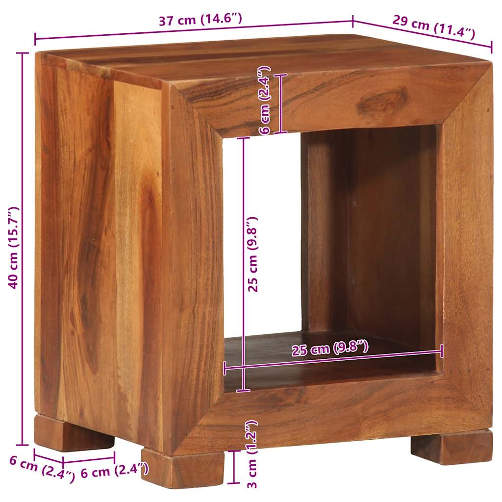 Masă laterală 37x29x40 cm din lemn masiv de salcâm