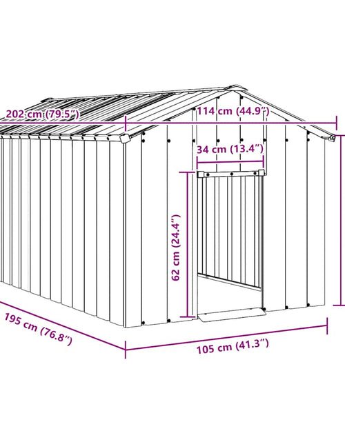 Загрузите изображение в средство просмотра галереи, Casă pentru câini cu acoperiș 114x202x101 cm oțel galvanizat

