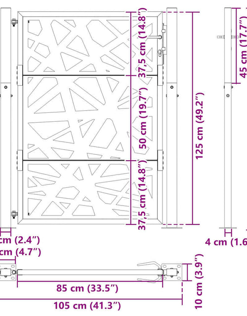 Загрузите изображение в средство просмотра галереи, Poarta de gradina neagra 105x130 cm Design cu lumina din otel
