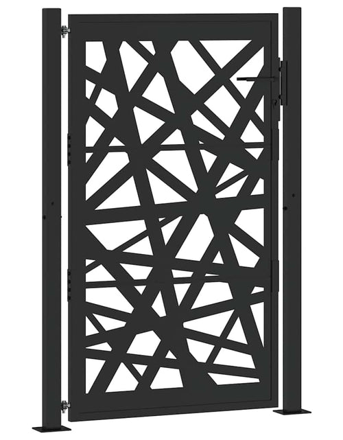 Загрузите изображение в средство просмотра галереи, Poarta de gradina neagra 105x155 cm Design cu lumina din otel
