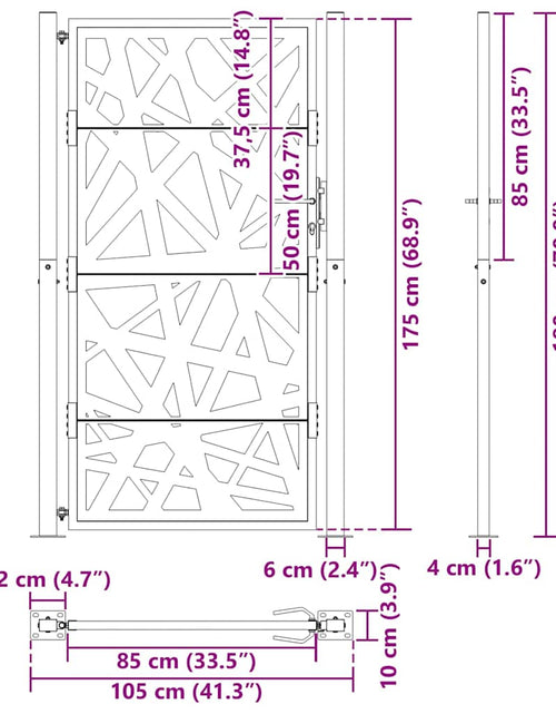 Загрузите изображение в средство просмотра галереи, Poarta de gradina neagra 105x180 cm Design cu lumina din otel
