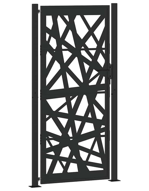 Загрузите изображение в средство просмотра галереи, Poarta de gradina neagra 105x205 cm Design cu lumina din otel
