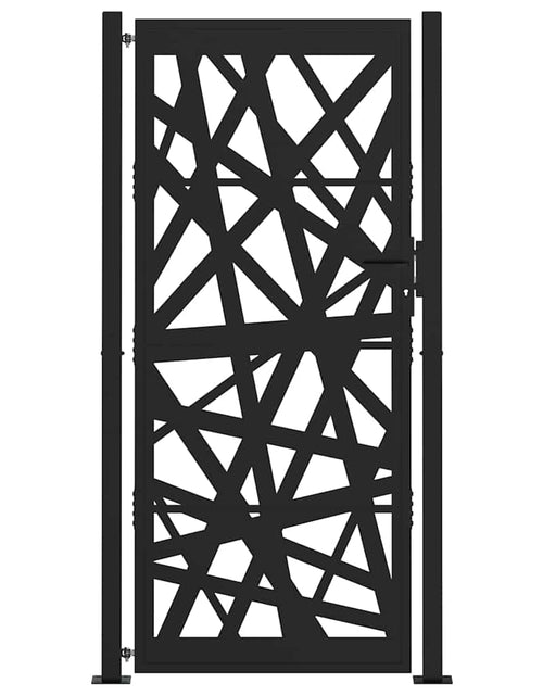 Загрузите изображение в средство просмотра галереи, Poarta de gradina neagra 105x205 cm Design cu lumina din otel
