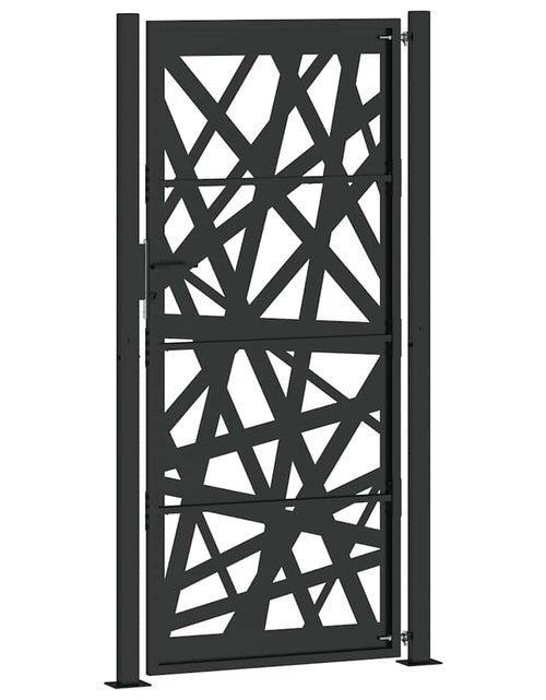 Загрузите изображение в средство просмотра галереи, Poarta de gradina neagra 105x205 cm Design cu lumina din otel
