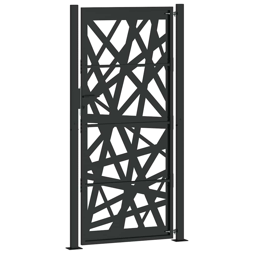 Poarta de gradina neagra 105x205 cm Design cu lumina din otel