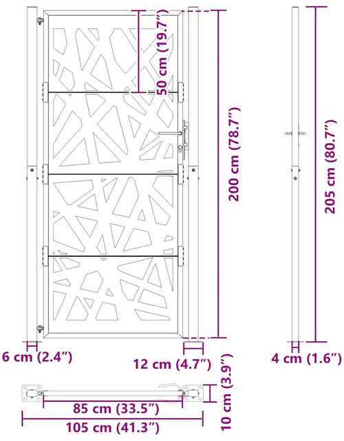 Загрузите изображение в средство просмотра галереи, Poarta de gradina neagra 105x205 cm Design cu lumina din otel
