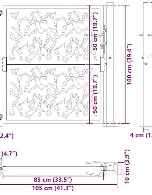 Загрузите изображение в средство просмотра галереи, Poarta de gradina neagra 105x105 cm Design cu frunze de otel
