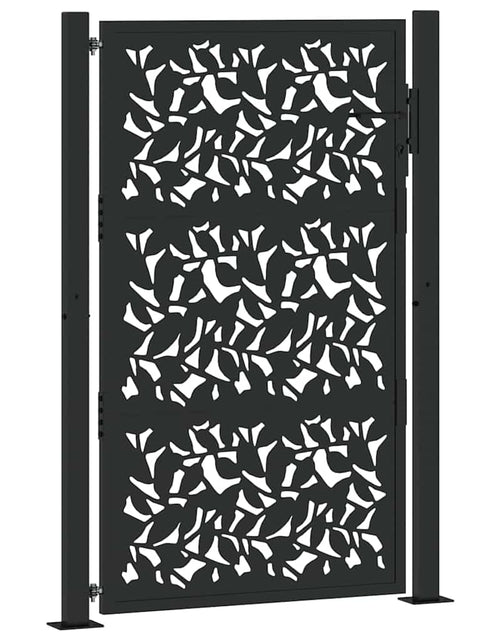 Загрузите изображение в средство просмотра галереи, Poarta de gradina neagra 105x155 cm Design cu frunze de otel
