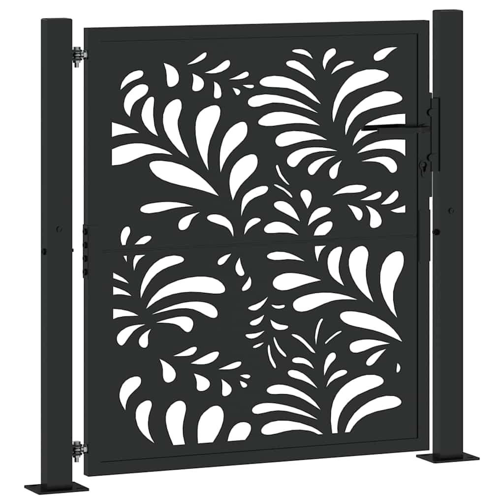 Poarta de gradina neagra 105x105 cm Design ondulat de otel