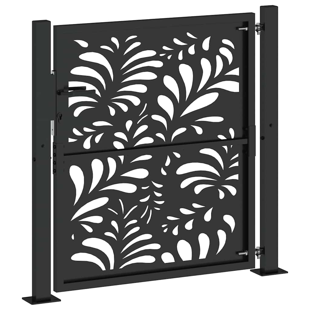 Poarta de gradina neagra 105x105 cm Design ondulat de otel